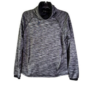 Spyder Active Womens Sz L‎ Long Sleeve Grey & Black Cowl Neck Shirt Fleece lined